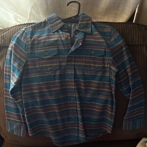 Kids Striped Blue and Brown Button Down Shirt